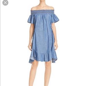 Aqua off the shoulder dress